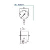 Pressure gauge for refrigeration systems with case in carbon steel