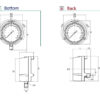 Safety pressure gauge with phenolic case and solid front